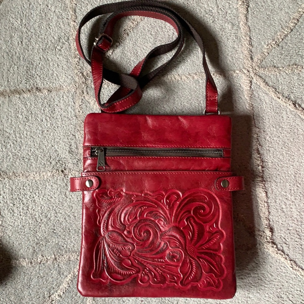 Patricia Nash red tooled leather crossbody
